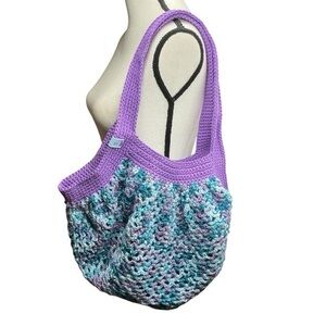 Large Crochet Mesh Market Bag Cotton and Acrylic Handcrafted Handmade Reusable